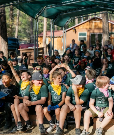 a group of kids sitting on a bench