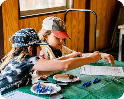 a group of kids sitting at a table